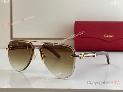 AAA Replica Premiere Cartier Aviator Sunglasses Wooden leg T8200765